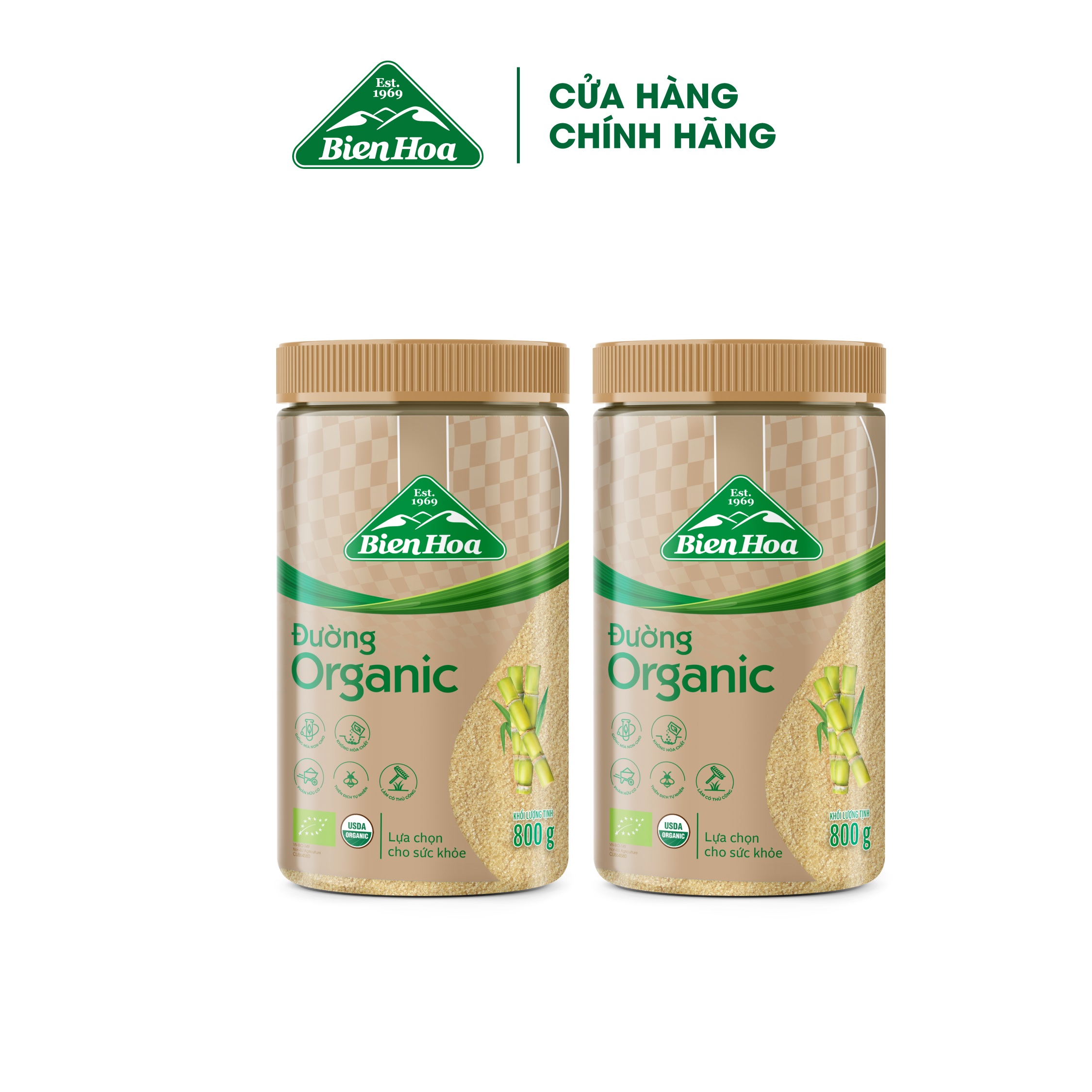 Combo 2 hũ đường organic biên hòa hũ 800g/hũ