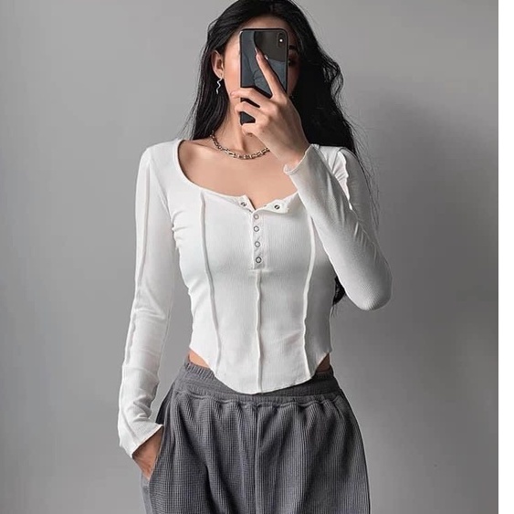 Áo body dài tay cổ vuông sexy kiểu mí AO08