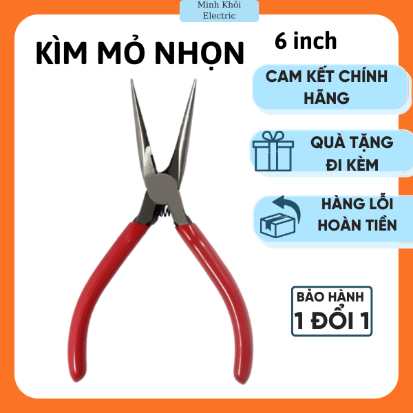 kìm mỏ nhọn 6 inch Haiboshi Nhật Bản HB-D3054,kìm không răng, kìm nhọn mỏ dài,kìm bẹt HAIBOSHI