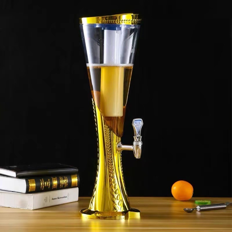 Tháp Bia 3 Lít Vân Đế Lúa Mạch HC Đủ Màu Lõi đá riêng giữ lạnh Đèn Led 7 màu Vòi rót xoay 360 độ Đựng bia hơi, bia tươi, nước ngọt, trà sữa cho Nhà hàng, quán bar Nhựa ABS + PET 21x19x cao 60cm Tháp Bia HC - HC Beer Tower Freeship Max