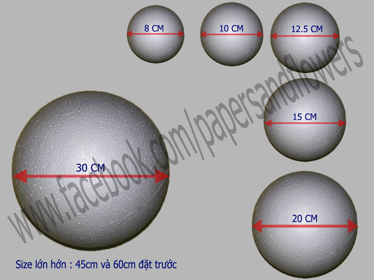 Quả cầu xốp từ size từ 8cm tới 60cm