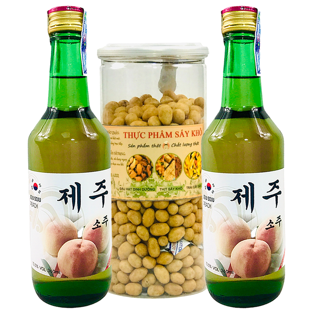 [FreeShip] [HCM] Combo 2 Chai JEJU Sochu Vị Đào + Đậu Phộng Da Cá Nước Dừa - Tán Gẫu Cùng Bạn Bè