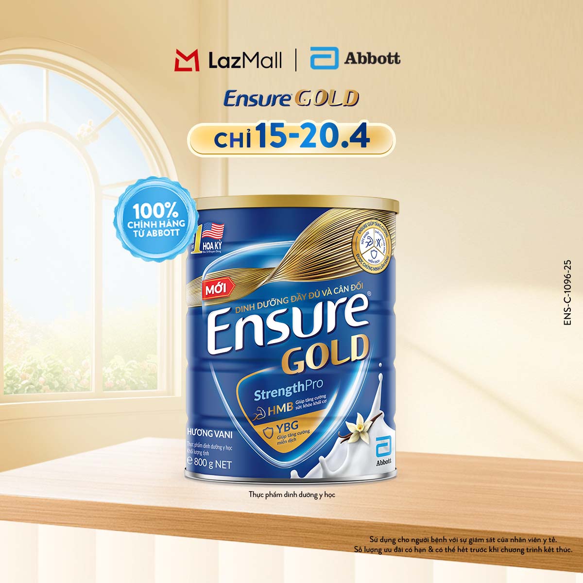 [CHỈ 15-20.04 GIÁ TỐT MUA NGAY-SLCH] Lon sữa bột Ensure Gold hương Vani 800g