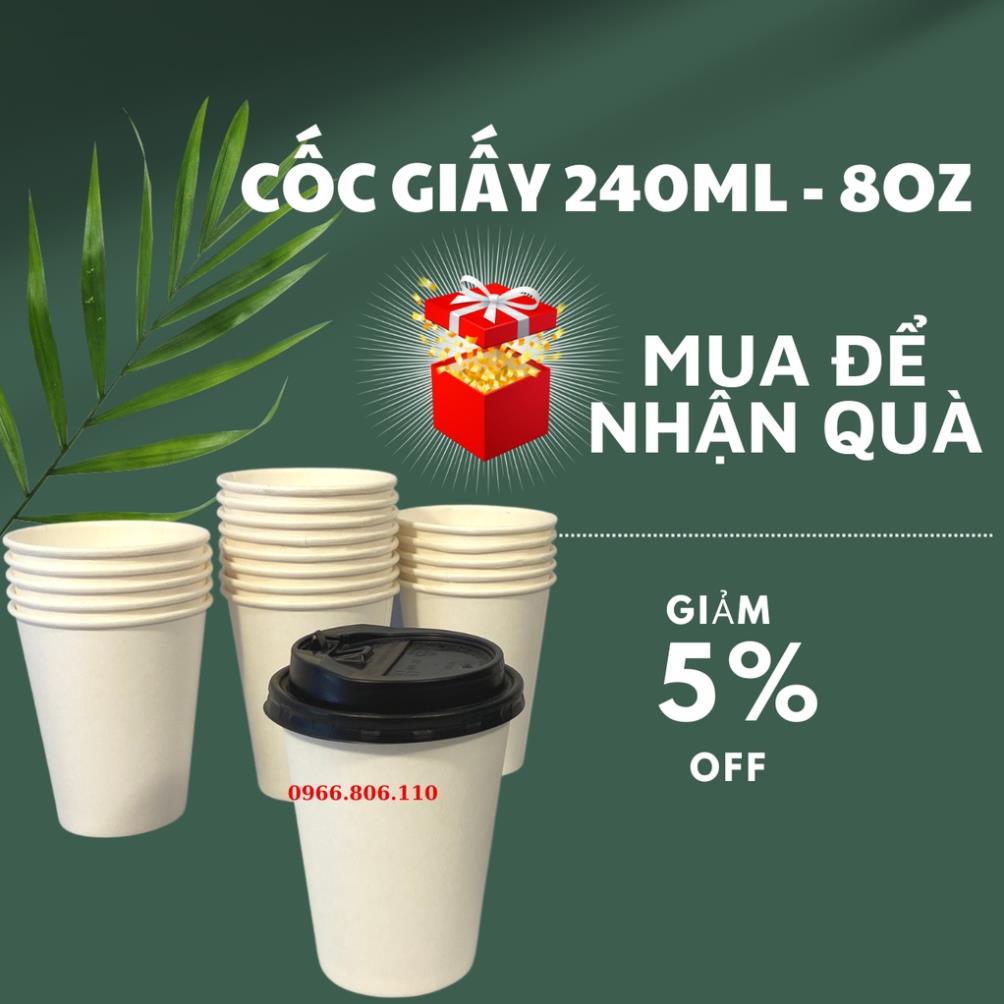 Cốc giấy 240ml_8oz cao cấp chất lượng nhật bản dùng 1 lần