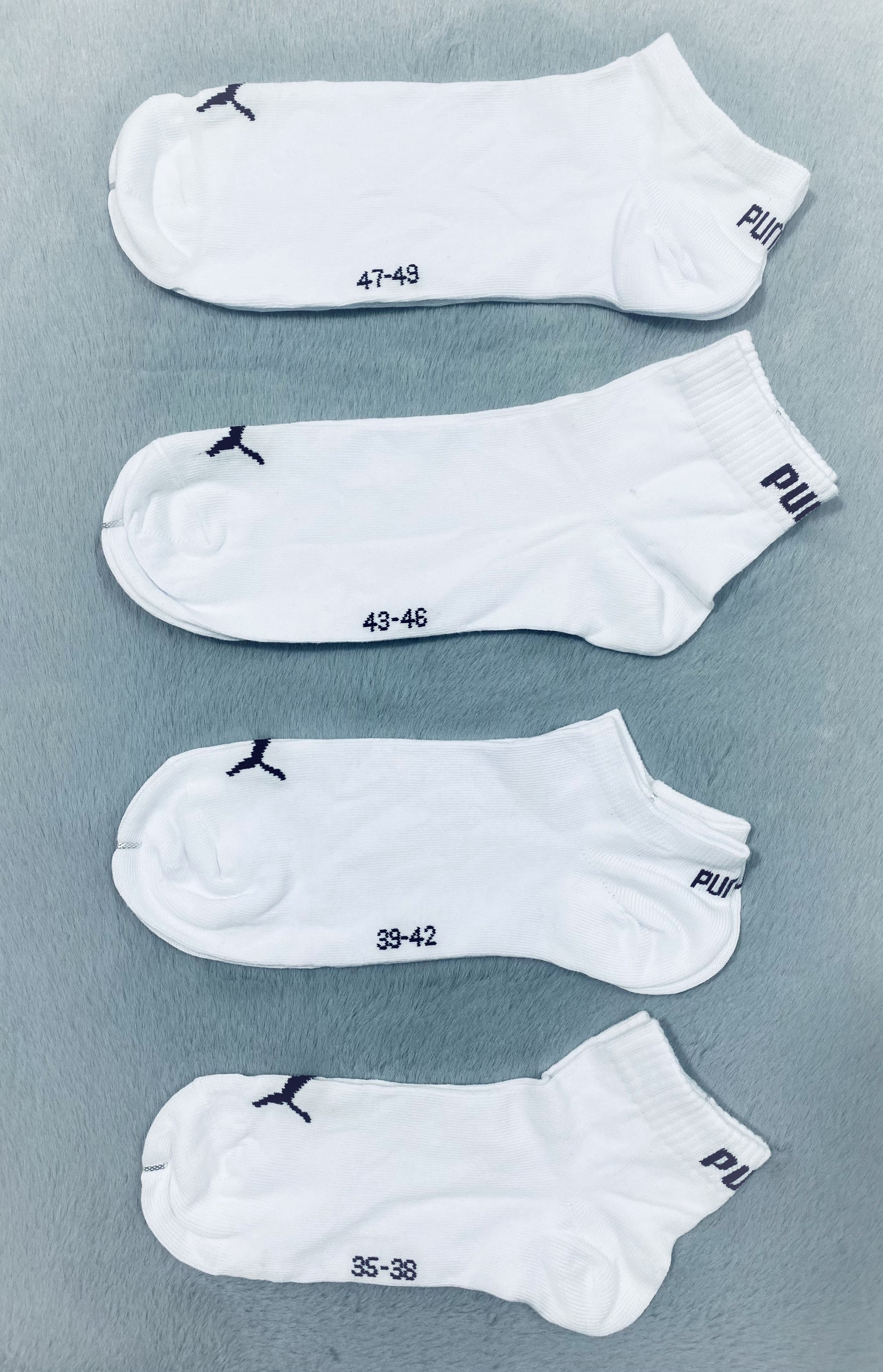 Tất puma trắng cổ ngắn, set 10