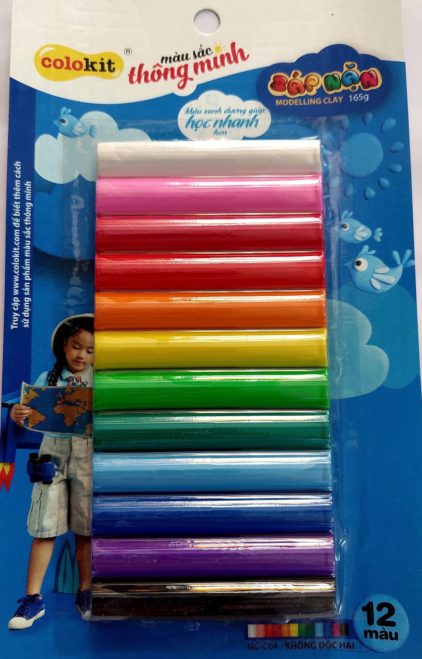 Sáp Nặn MC-04 12 màu Colokit - Giúp bé nhận biết màu sắc