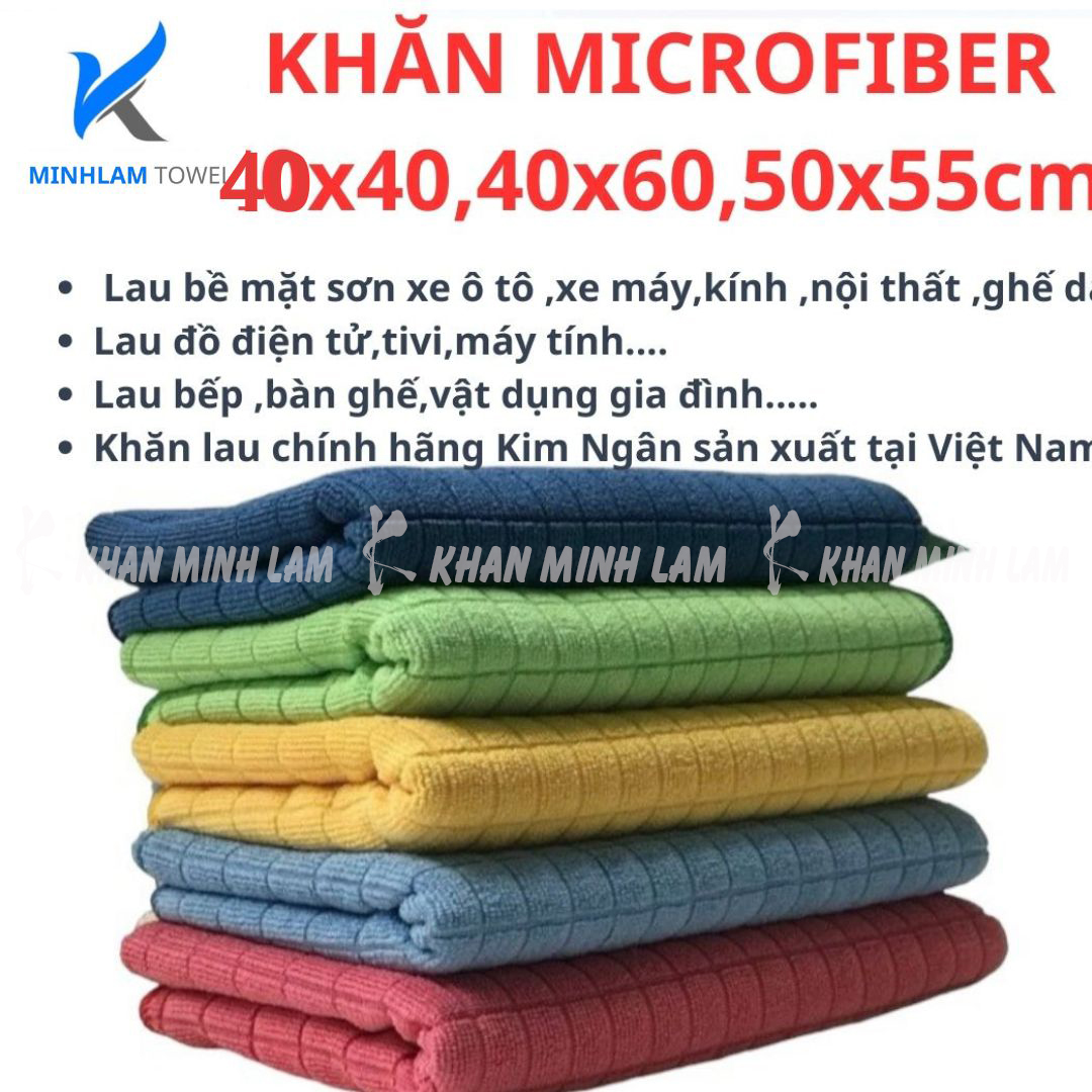 Khăn Lau Đa Năng Microfiber cao cấp chống trầy xướt Siêu Thấm 40x40 cm