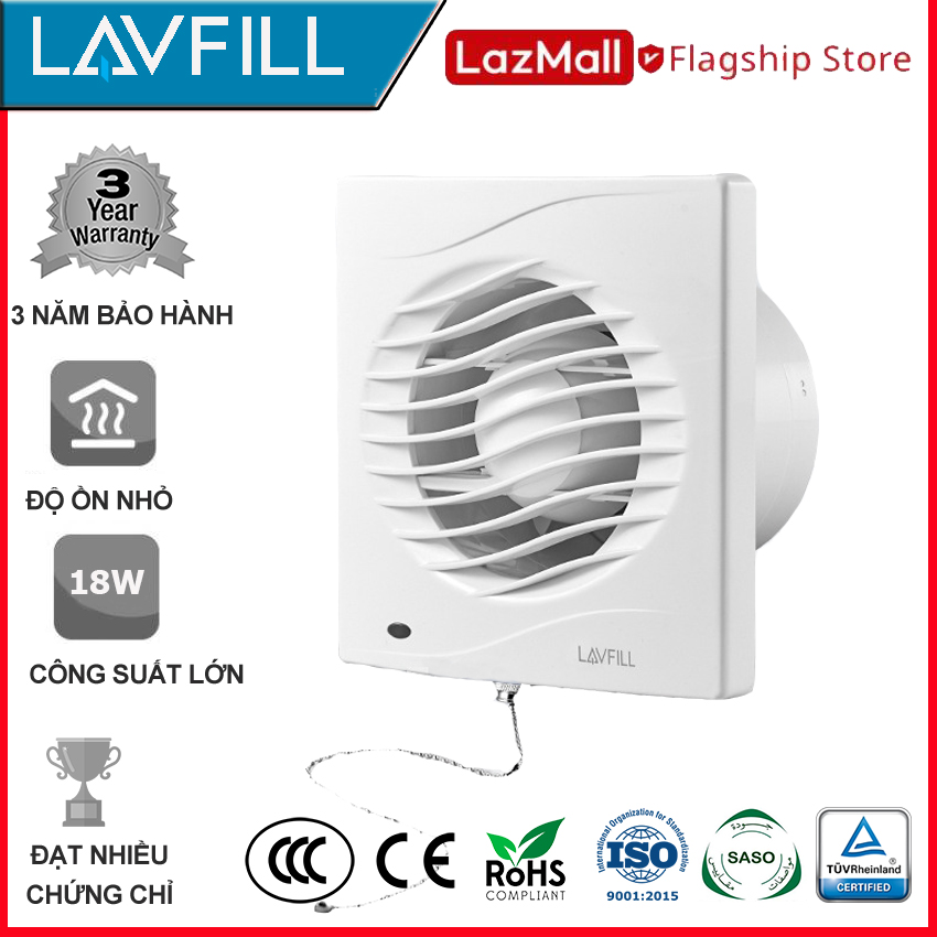 Quạt thông gió 1 chiều 200x200 mm, Quạt hút âm tường nhà tắm, quạt thông gió phòng vệ sinh, chạy êm hãng LAVFILL LFWW-13LK
