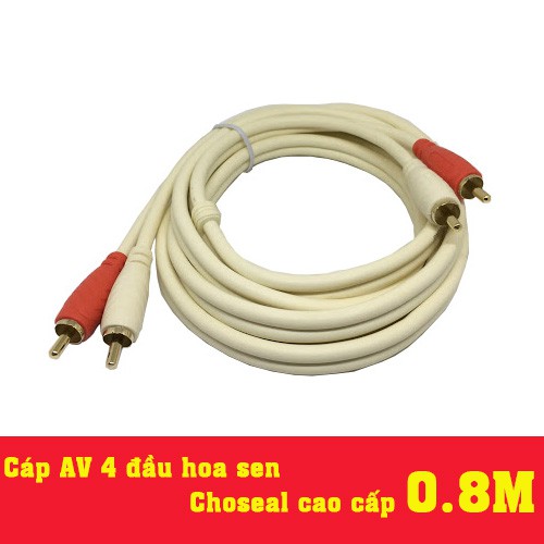 Cáp AV 4 đầu hoa sen (RCA) cao cấp CHOSEAL dài 0.8 met