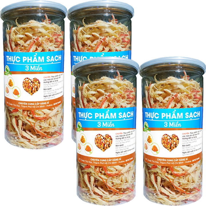 1KG MỰC XÉ SỢI HẤP DỪA MÓN ĂN VẶT HOẶC NHÂM NHI CỰC NGON - 4 HŨ MỖI HŨ 250G TPS