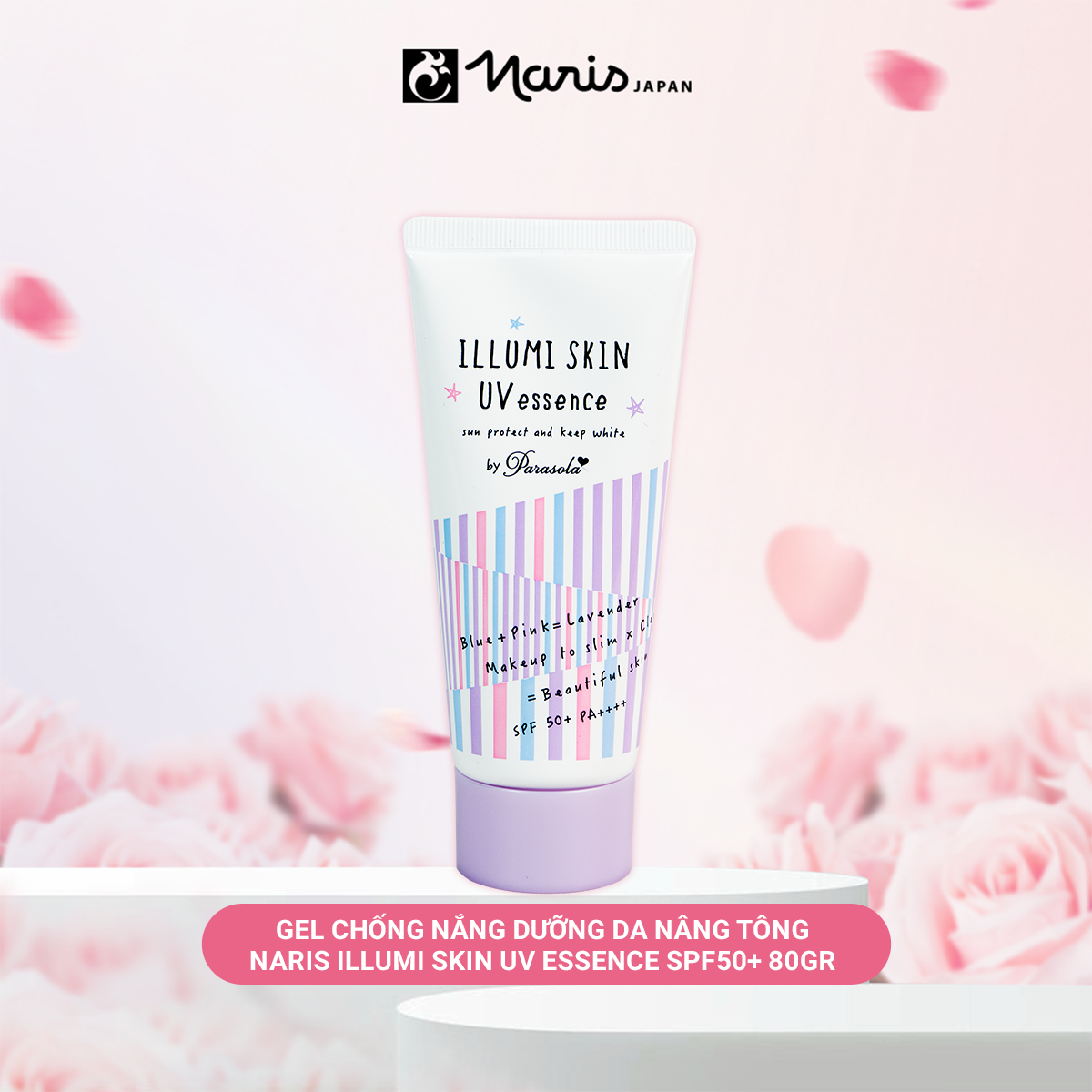 Kem chống nắng Dưỡng da nâng tông dạng gel Naris Parasola Illumi Skin UV Essence, UV 2-sao SPF50+ PA++++ 80gr