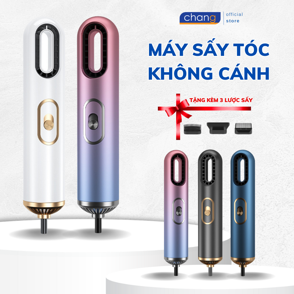 Máy sấy tóc không cánh công suất cực lớn, máy sấy tóc mini 3 trong 1 sấy khô, duỗi thẳng, uốn cong