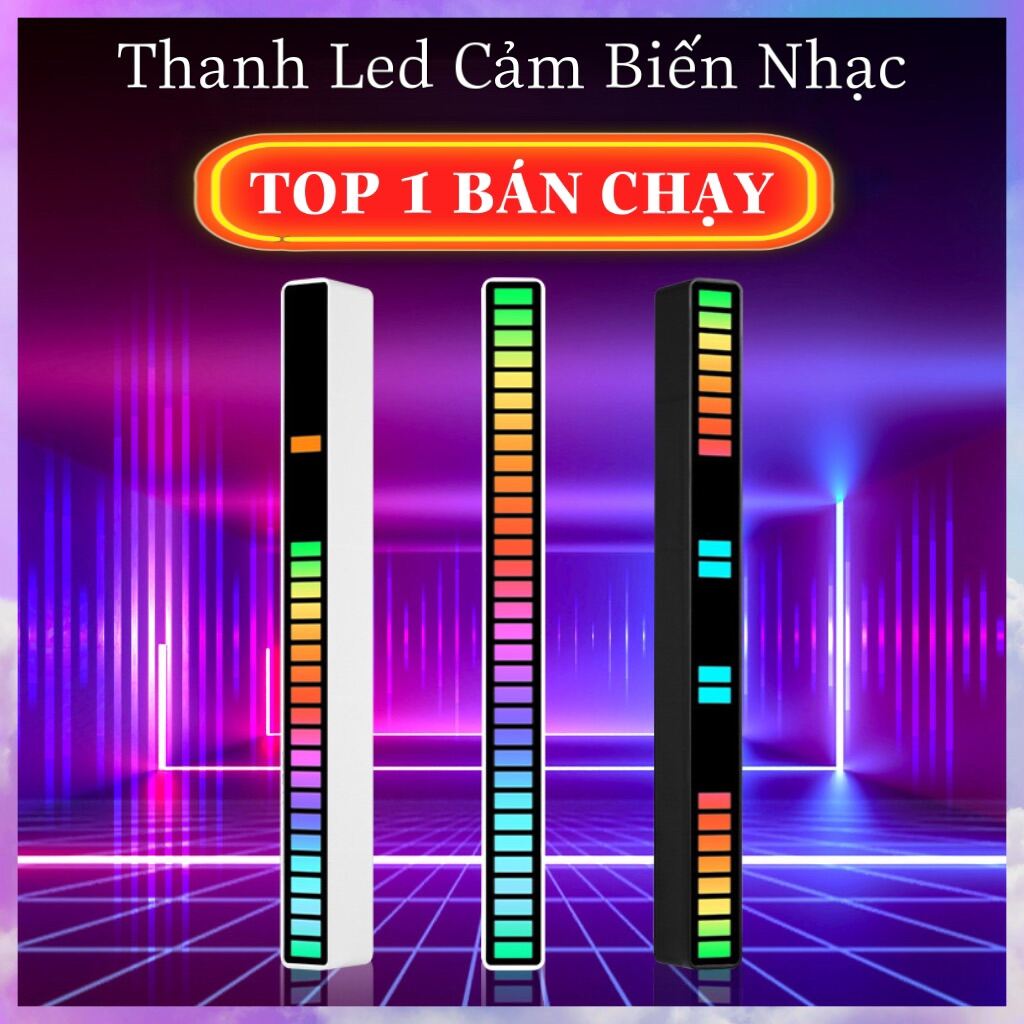 THANH ĐÈN LED MÀU CHẠY THEO TIẾNG NHẠC CỰC ĐẸP - THANH ĐÈN 32 HẠT LED THAY ĐỔI NHIỀU MÀU SẮC, CẢM ỨNG ĐÈN CHẠY THEO TIẾNG NHẠC