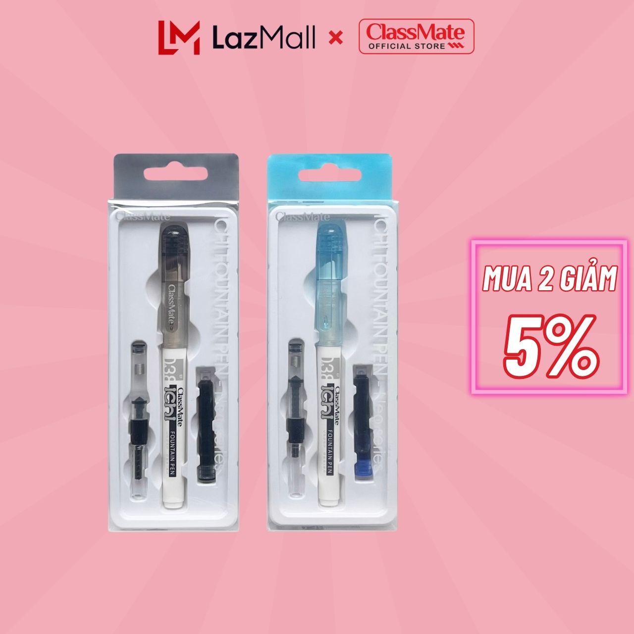 Bút Máy ICHI NEO Ngòi Kim Tinh Viết Trơn, Mực Ra Đều FP201