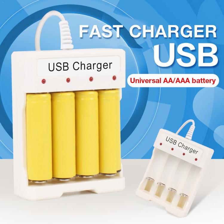Battery Charger 4 Slots USB Universal Smart Charger Smart Adjustable Charging Battery Fast Charger LED Display For Rechargeable Batteries Standard A AA AAA Batteries current
