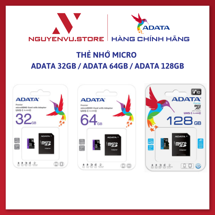 Thẻ nhớ micro adata 32gb / adata 64gb / adata 128gb uhs-i class10- hàng chính hãng