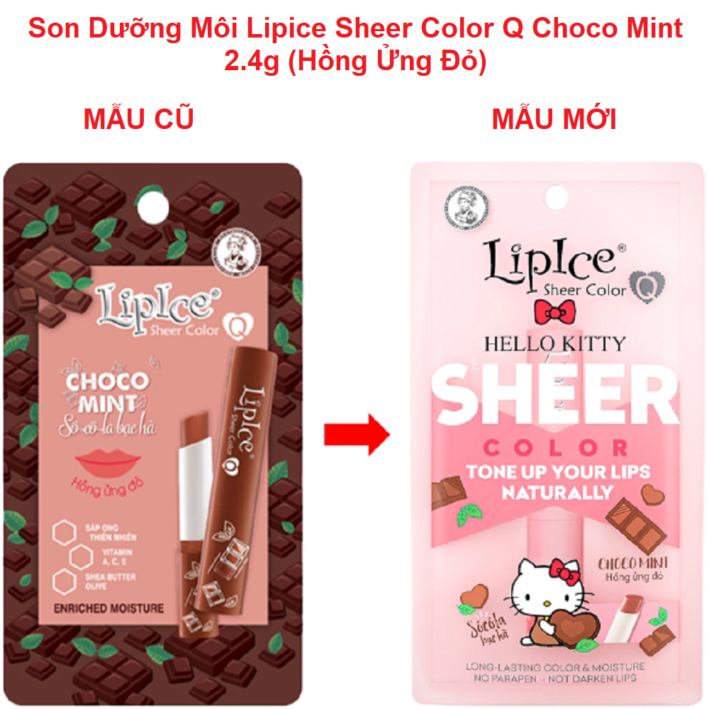 [HCM]Son dưỡng môi LipIce Sheer Color Q Choco Mint - Sô cô la bạc hà
