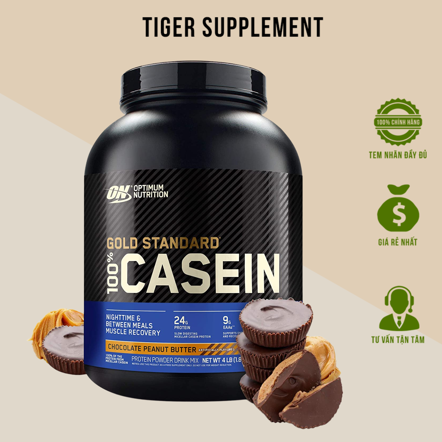 Whey Protein Gold Standard Casein ON 4lbs - Sữa tăng cơ nuôi cơ ban đêm chống dị hóa cơ