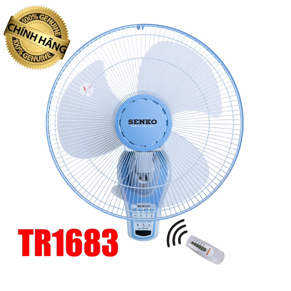 Quạt senko treo tường có remote tr1683 47w - quạt treo tường động cơ lõi đồng - bh 24 tháng
