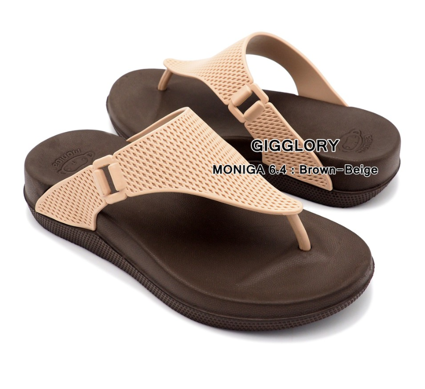 Dép Thái Lan Nữ Xỏ Ngón Monobo Moniga 6.4 Chính Hãng - Đế nâu quai kem