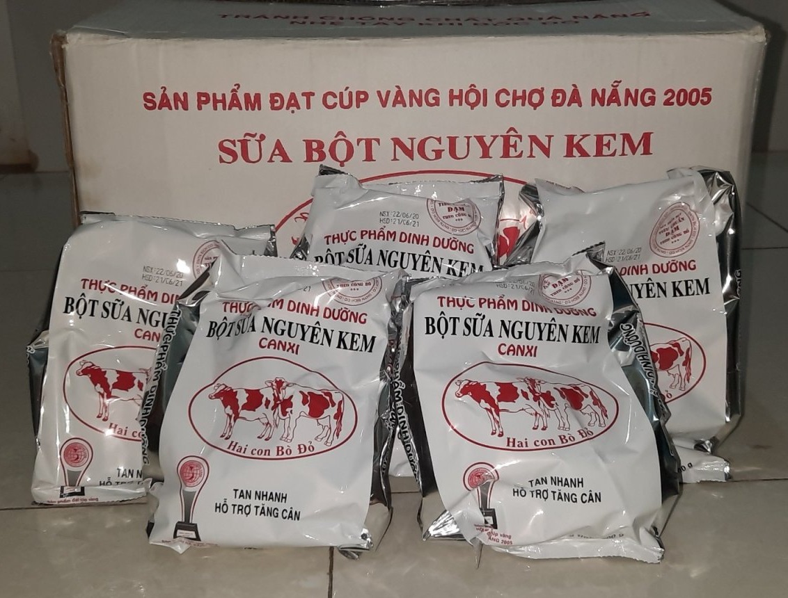 COMBO 5 Bịch Sữa Bột Nguyên Kem Hai Con Bò Đỏ - Sữa bột nguyên kem CANXI, THỰC PHẨM DINH DƯƠNG