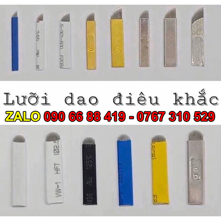 Dao điêu khắc lông mày 12f-14f-16f-18f-18u - dao chéo xanh, dao xéo trắng - dao khắc trắng, dao khắc xanh, dao khắc đen điêu khắc chân mày