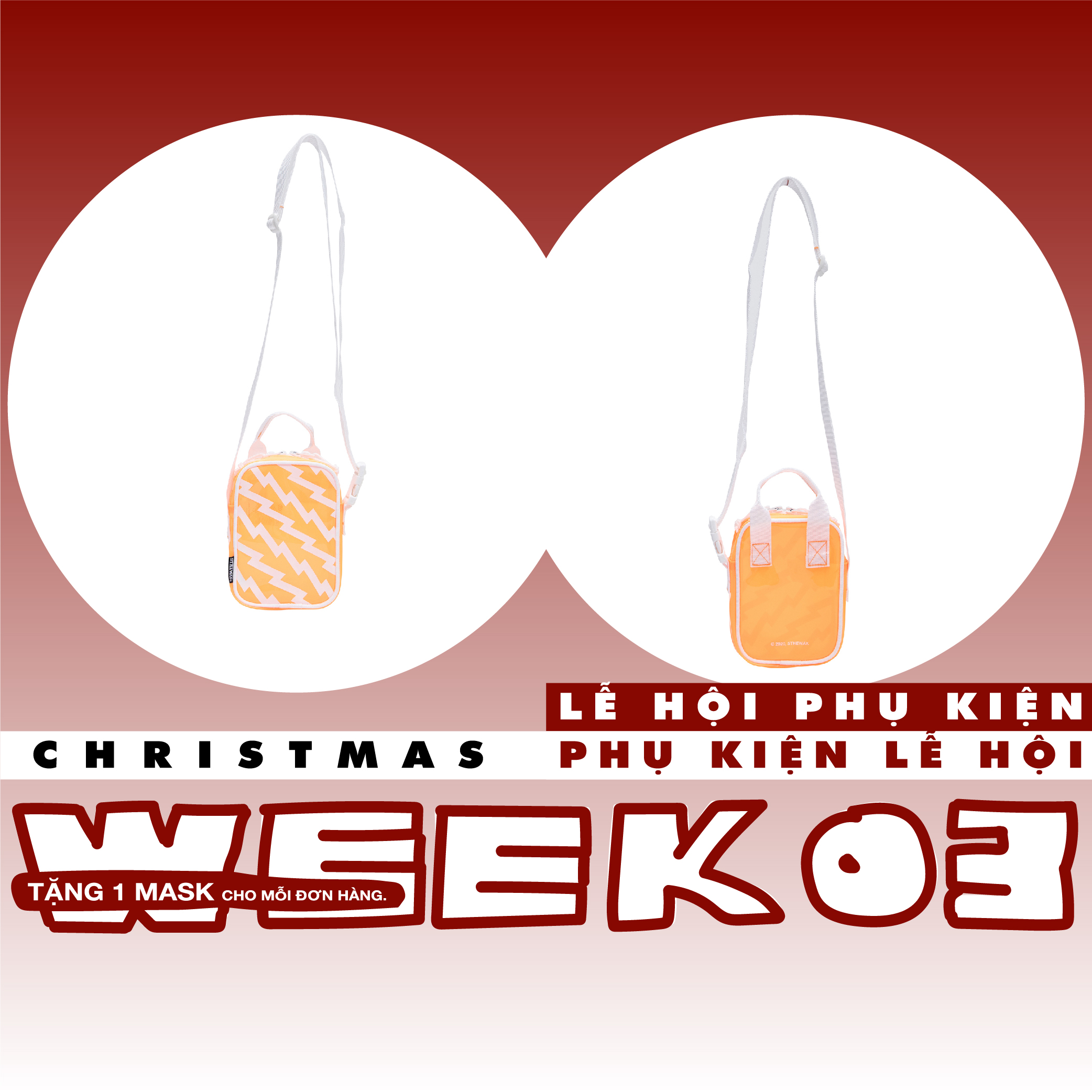 5THEWAY® /plastic/ VERTICAL SHOULDER BAG™ in ORANGE aka Túi Đeo Chéo Trong Suốt Cam