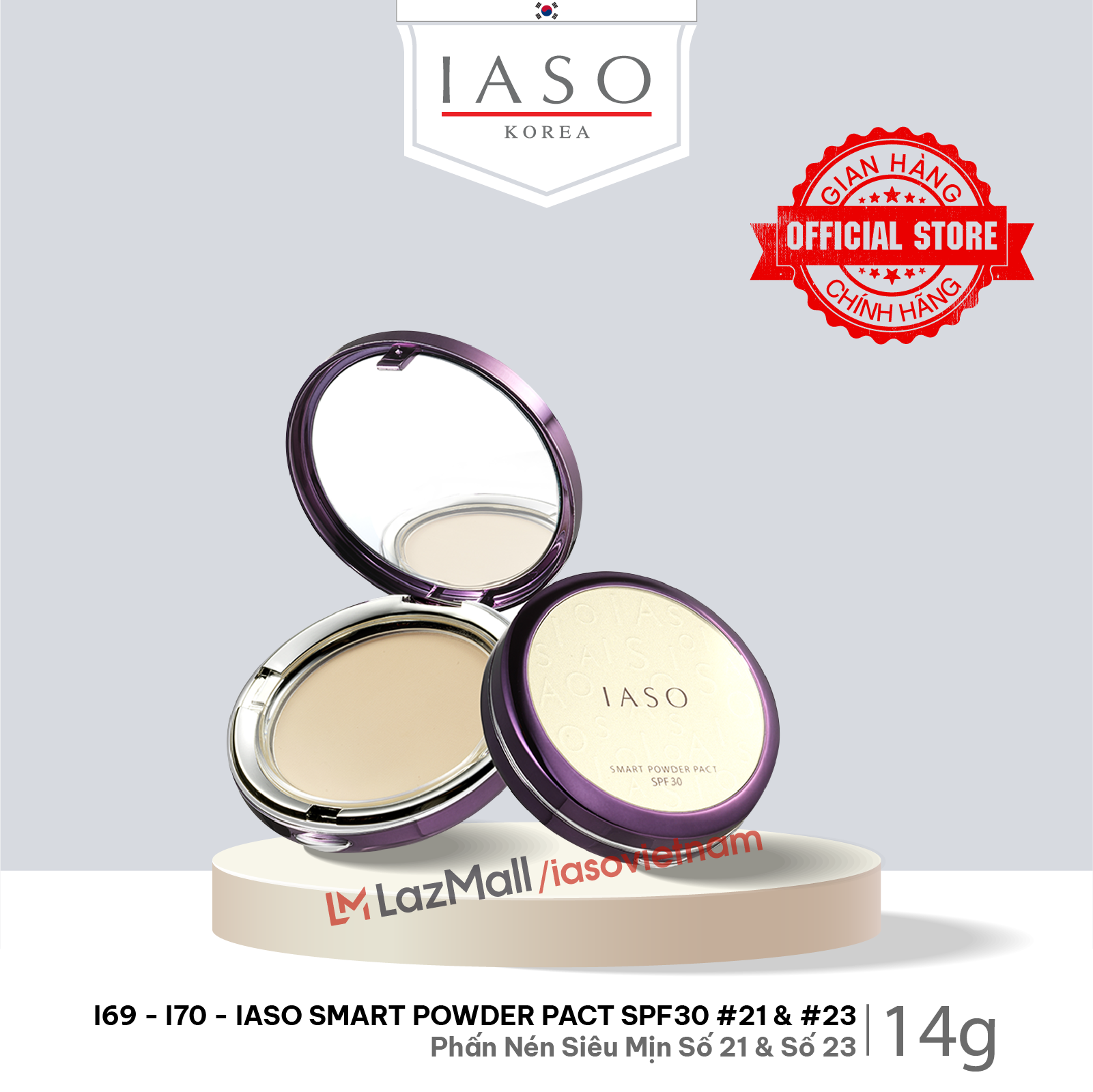 I69 Phấn nén - Smart Powder Pact Spf30 #21 14g - IASO