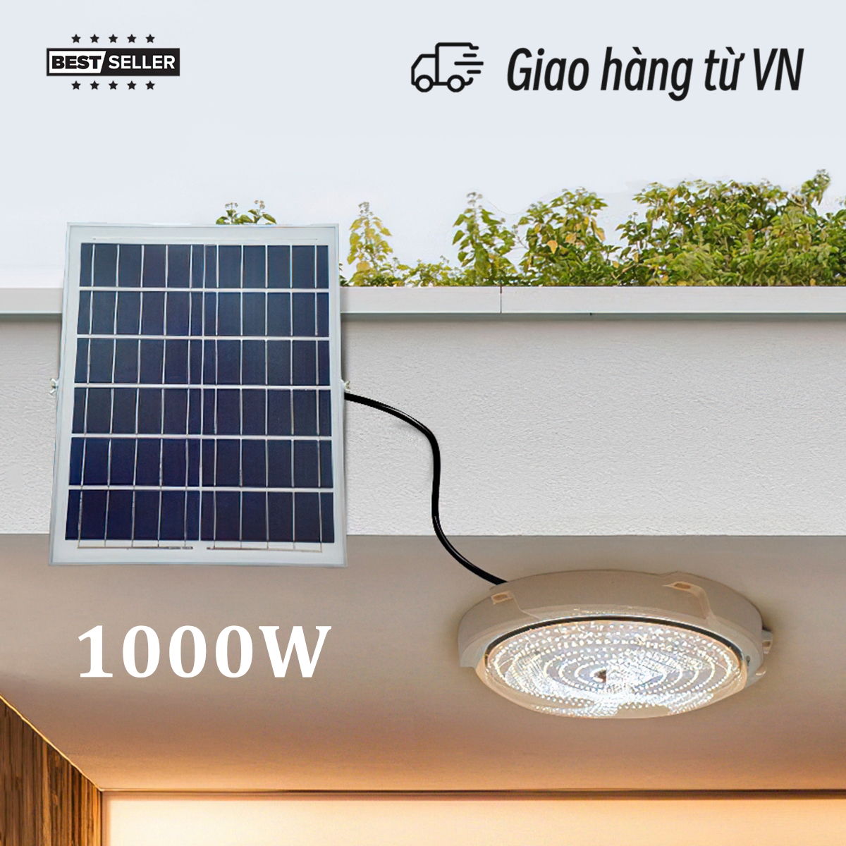Đèn năng lượng mặt trời 100W 300W 500W 1000W đèn ốp trần trong nhà mái