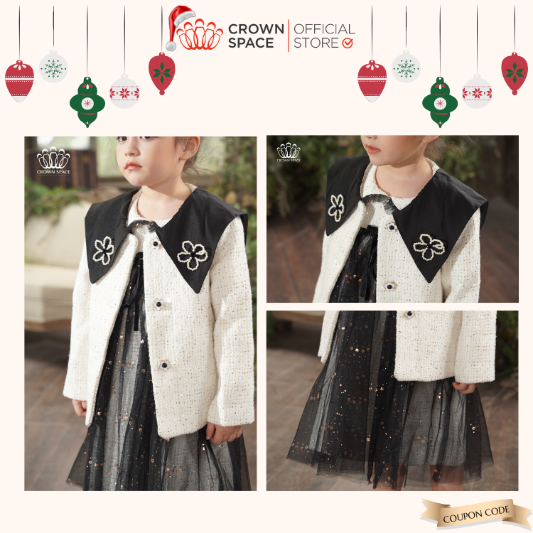Váy áo khoác dạ bé gái cao cấp chính hãng crown space ckgl6923004 size 10 - 25kg.