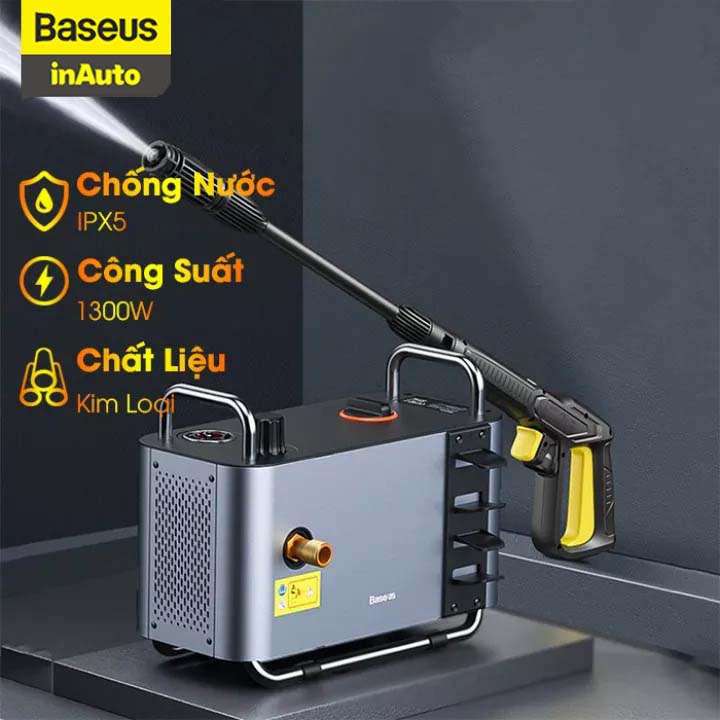 [BẢO HÀNH 12 THÁNG]Máy rửa xe áp suất cao 1300W/1200W Baseus F1, súng rửa xe nhiều chế độ phun