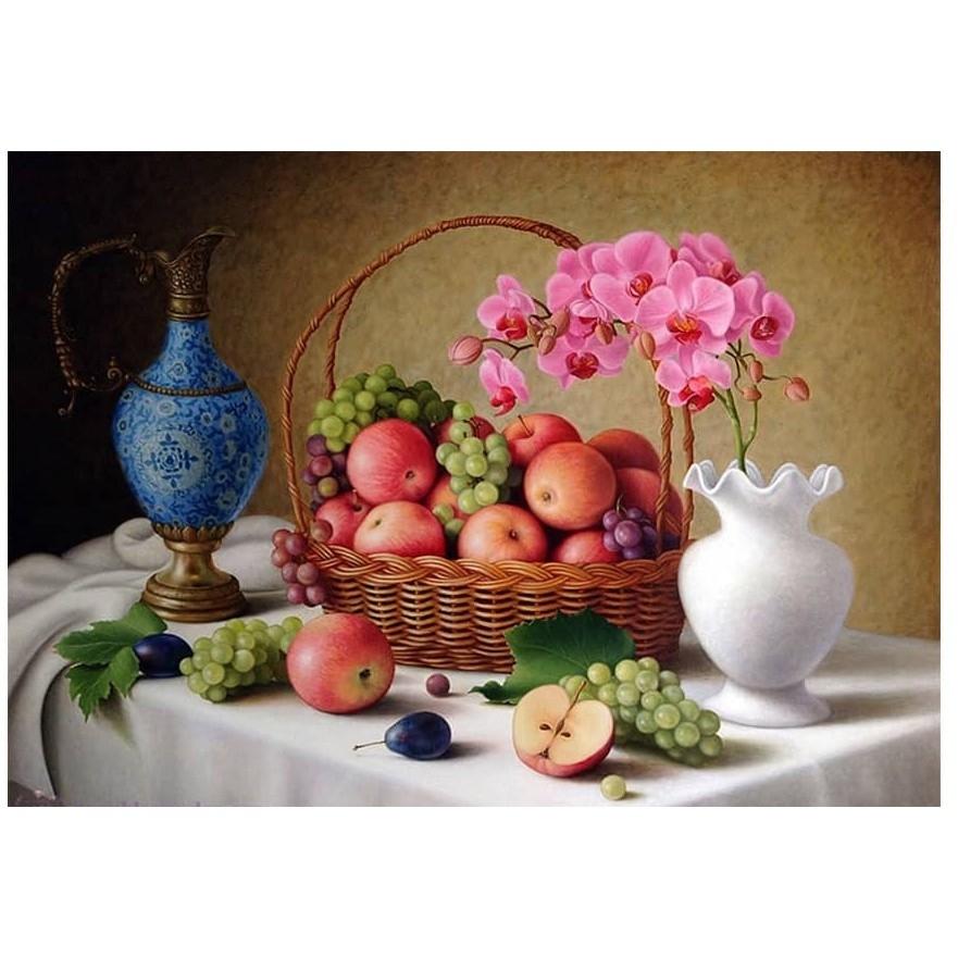 tranh thêu chữ thập HOA QUẢ VÀ TĨNH VẬT LV3032( 55x43cm)