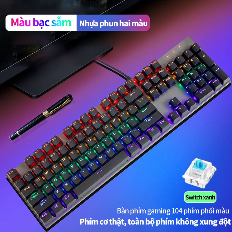 Bàn Phím Cơ Chuyên Game-Bàn Phím Cơ Máy Tính K550 Pro Led RGB -Bảo hành,Blue Switch Có 10 Chế Độ Màu