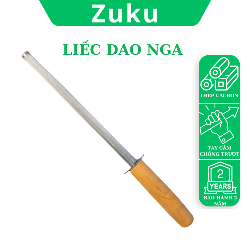 Cây mài dao thanh liếc dao hàng nhập Nga cao cấp, lưỡi liếc có rãnh khía, tay cầm cán gỗ, dài 30cm