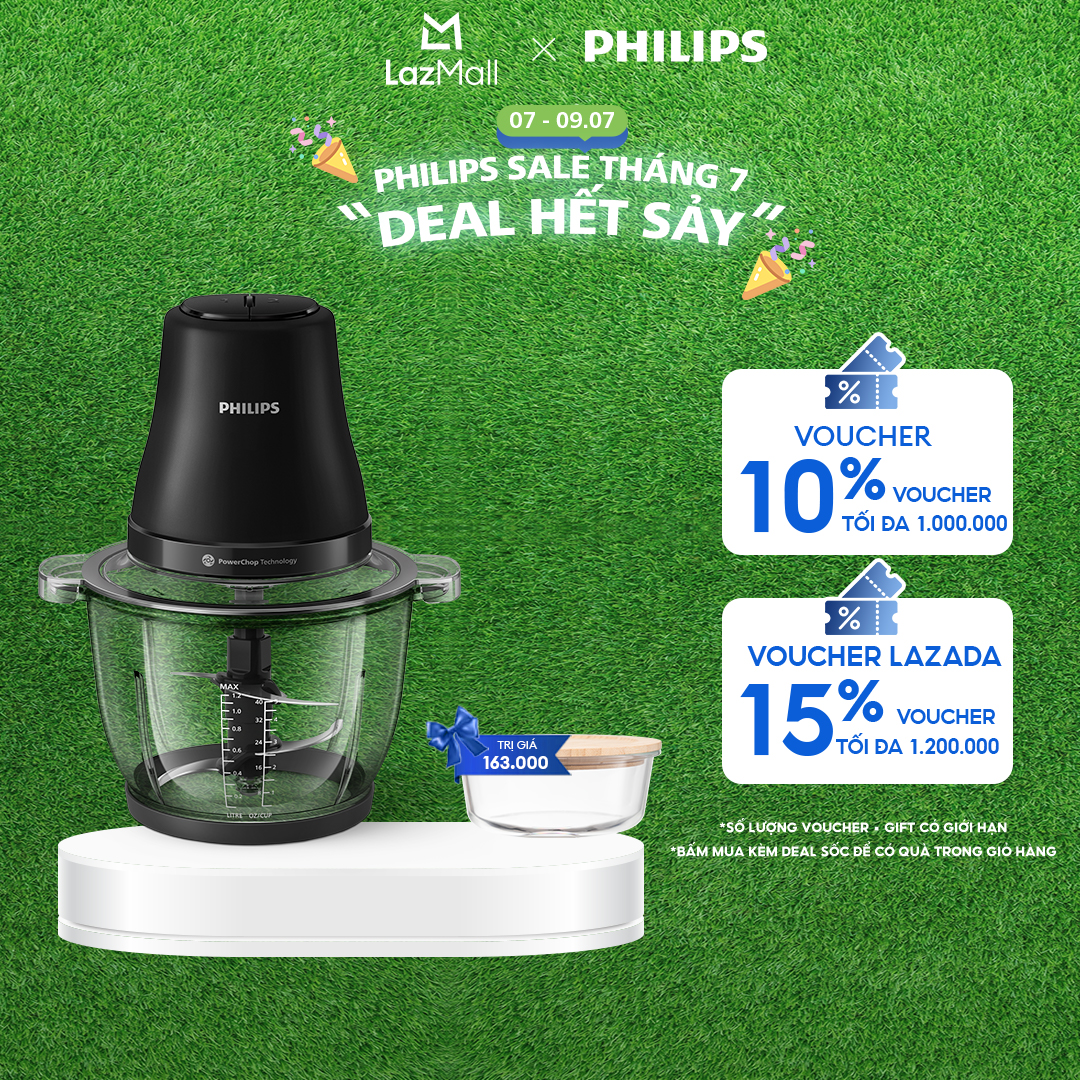 Máy Xay Thịt Philips HR1502/00 2 Lít|500W|  Cối nhựa chất lượng- Hàng Chính Hãng
