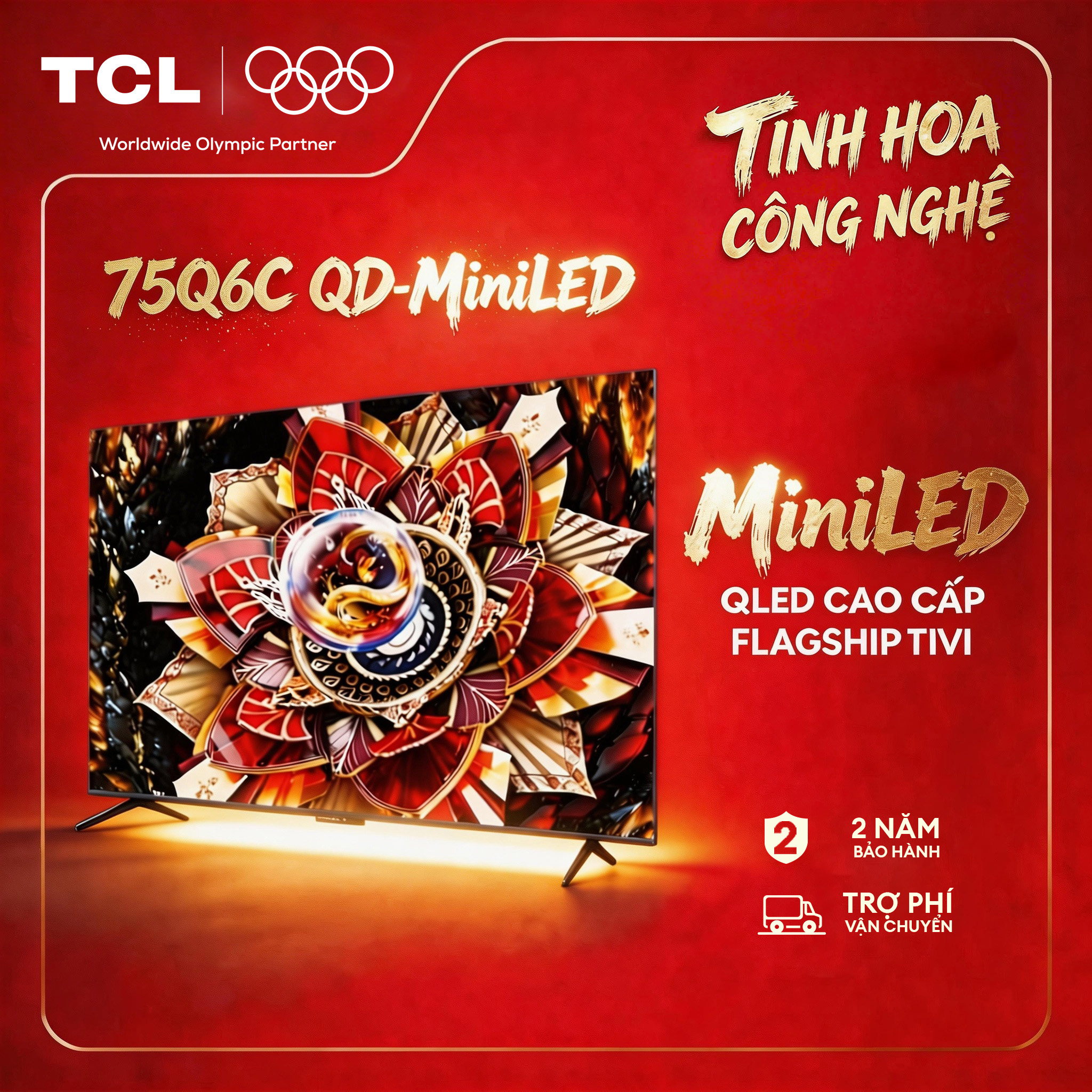 【QD-Mini LED】75inch - TV QLED Cao Cấp - 4K Smart Google TV TCL 75Q6C - HDR10+ - Tần số quét 144Hz - Dolby Atmos - Bảo Hành 2 Năm - Hàng Chính Hãng
