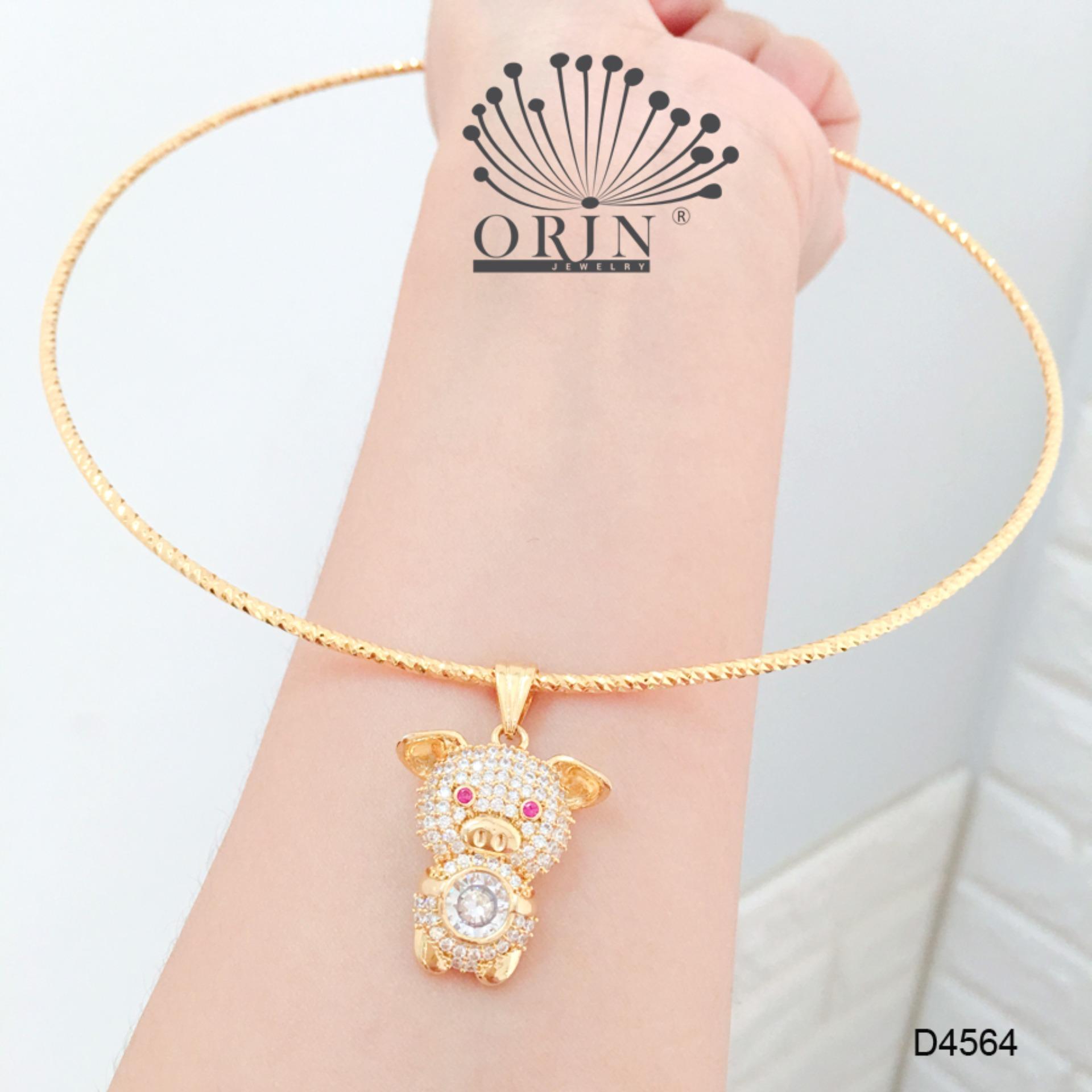 Kiềng cổ nữ , vòng cổ nữ mặt chú heo tài lộc may mắn bền màu đính đá thiết kế thời thượng Orin D4564