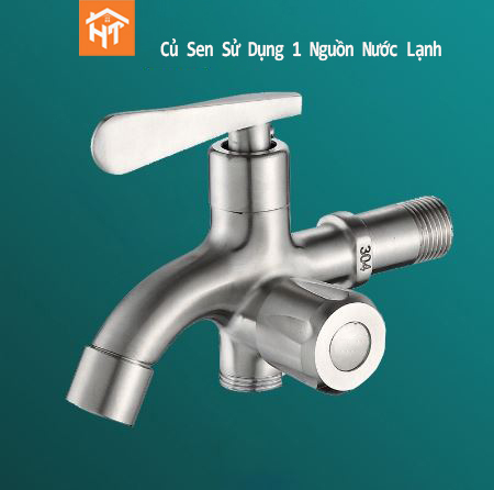 Vòi xả lạnh inox304 đa năng 2 đầu