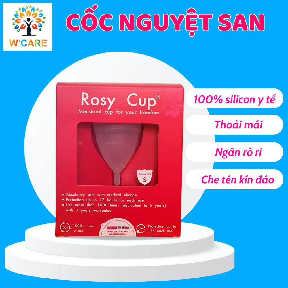 Cốc nguyệt san chính hãng ROSY CUP Tặng kèm Gel vệ sinh Cốc - Thay thế băng vệ sinh, tampon, mềm mại, an toàn, tiết kiệm, 100% silicon y tế, nhập khẩu USA - kết hợp dung dịch vệ sinh phụ nữ để chăm sóc vùng kín toàn diện