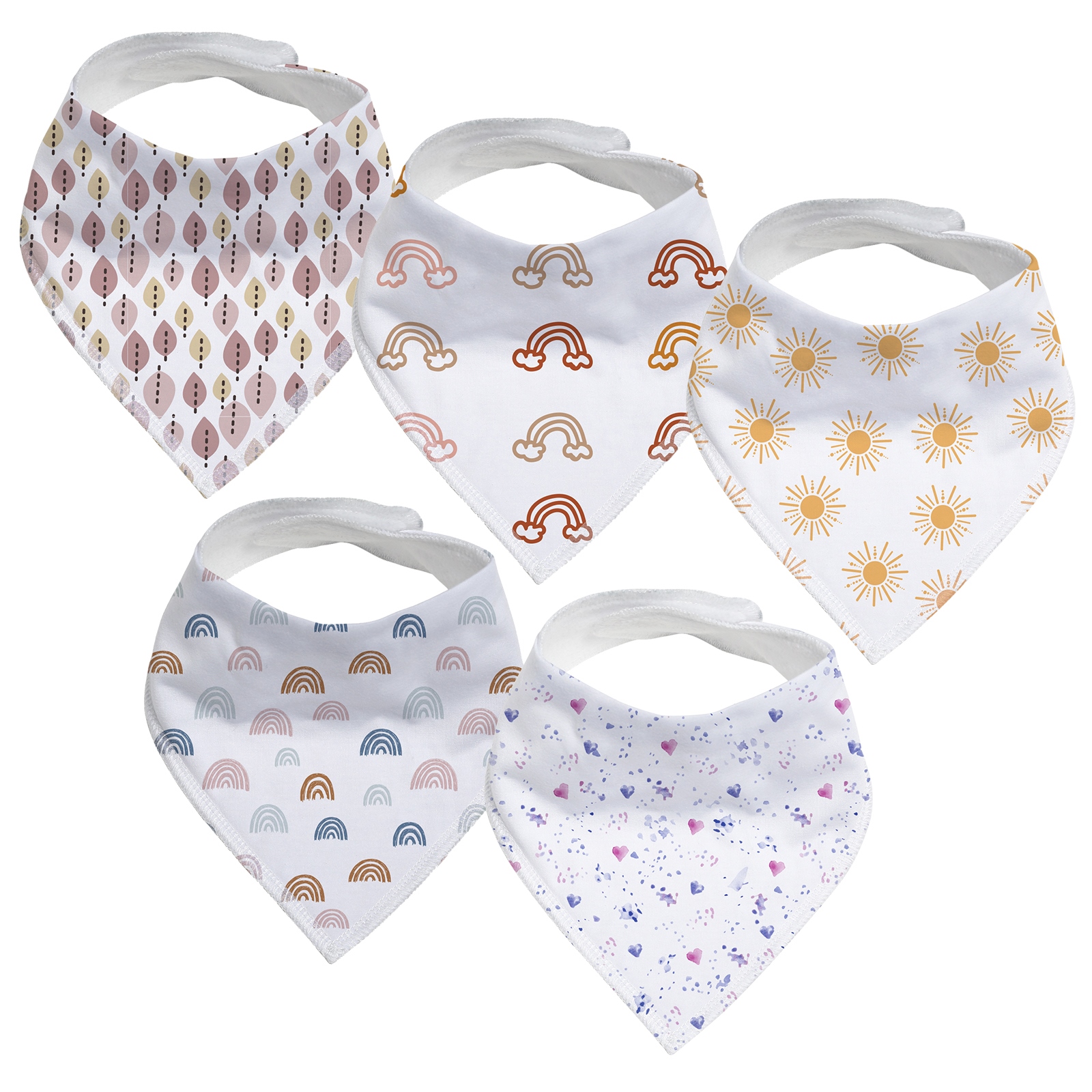 JH Baby 100 Cotton Bibs 5pcs pack Bandana Set Newborn Soft Absorbent