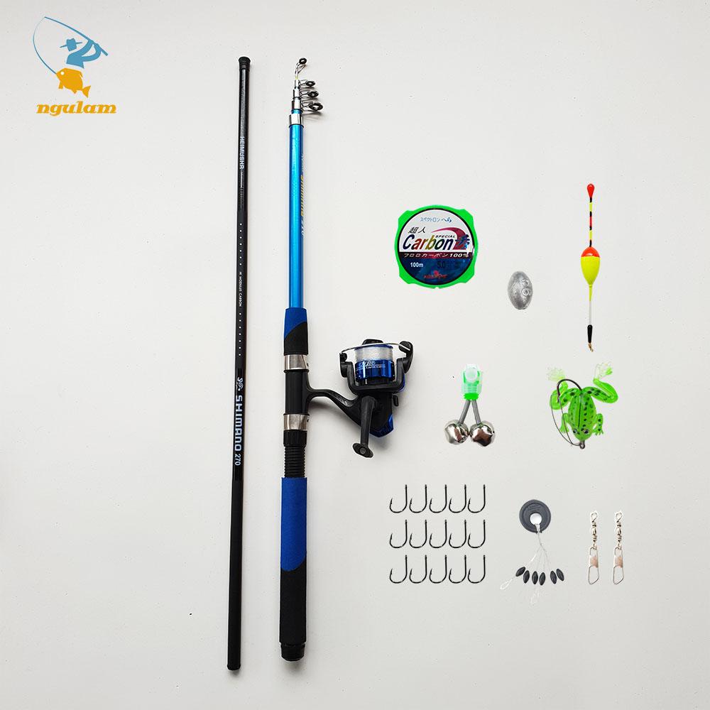 Bộ cần câu máy shimano dài 2m1 - 2m4 - 2m7 kèm phụ kiện tặng cần tay 2m7