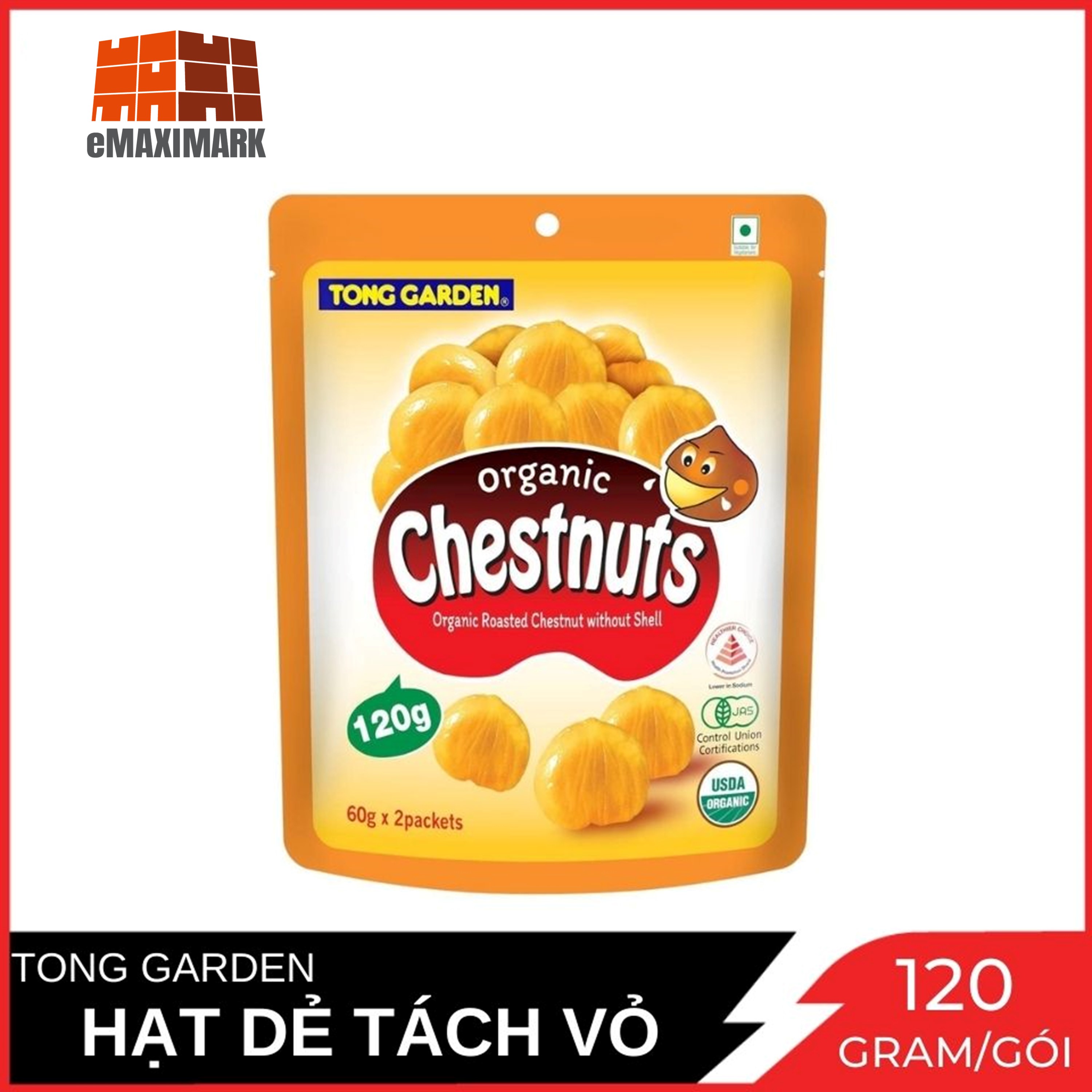 Hạt dẻ rang tách vỏ tong garden gói 120 gram