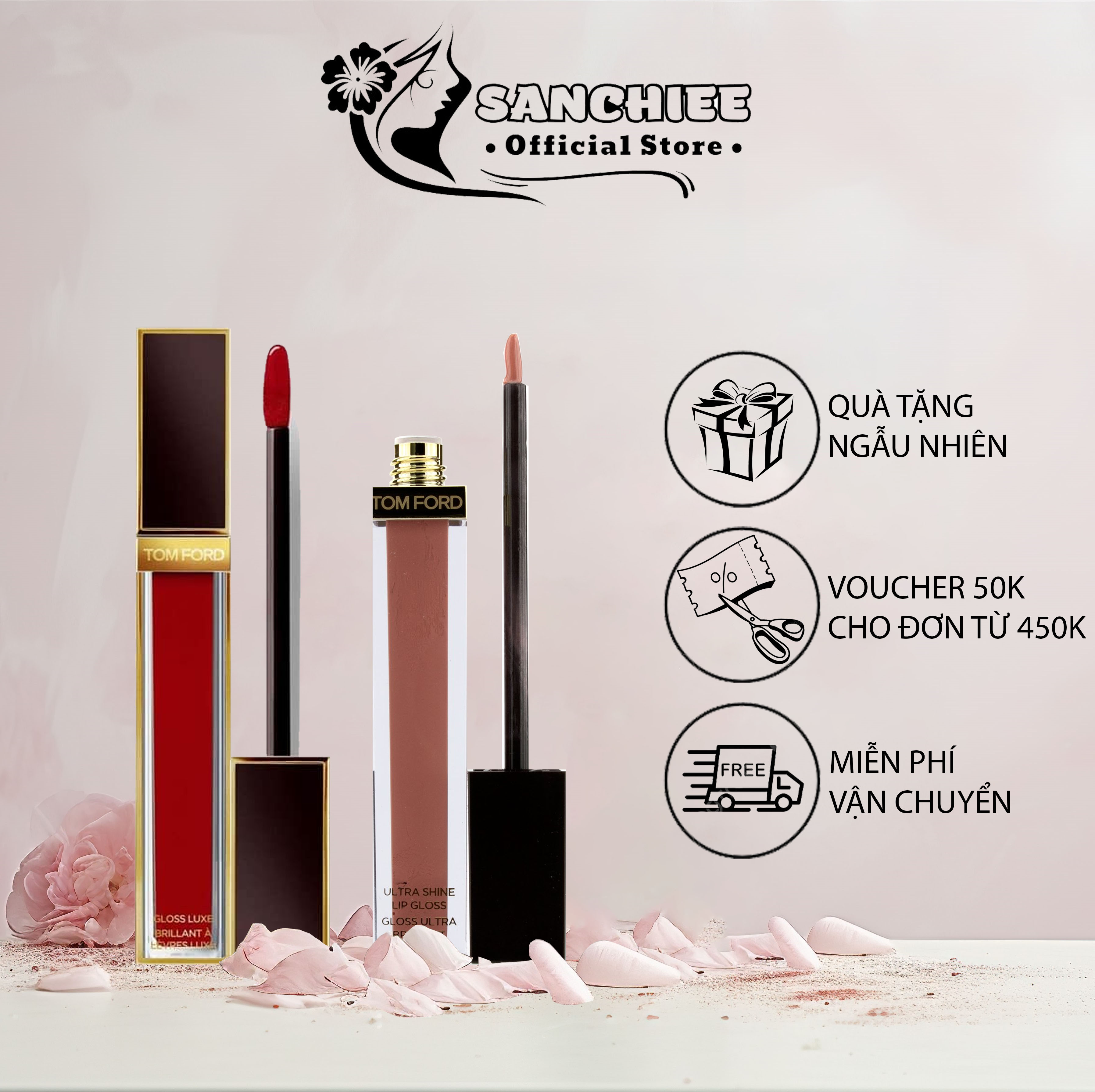 Son kem bóng tom ford gloss luxe lip, son tomford kem 20 phantome màu nâu đất siêu hot.