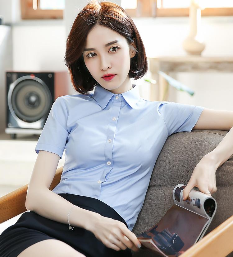 Sơ mi Ngắn Nữ Xanh Nhạt lịch lãm, trẻ trung