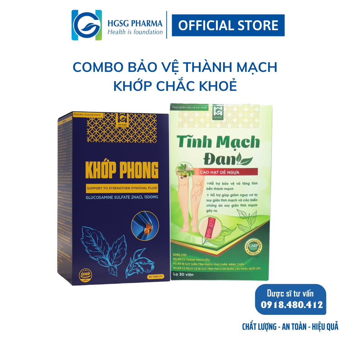 Bộ sản phẩm HGSG Pharma KHỚP PHONG & TĨNH MẠCH ĐAN