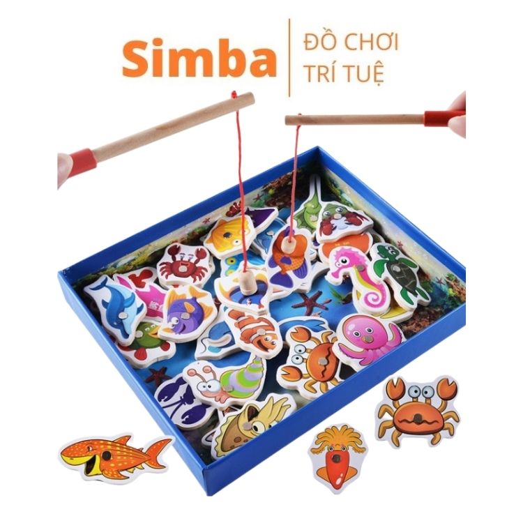 Câu cá nam châm gỗ 32 chi tiết đồ chơi Simba câu cá gỗ nam châm cho bé
