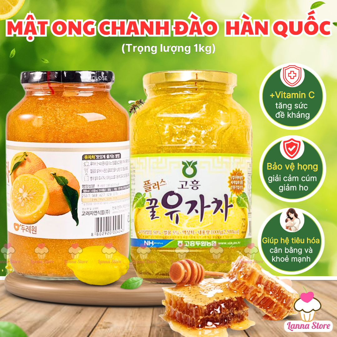 Mật ong chanh đào mẫu mới hủ 1kg - hàn quốc
