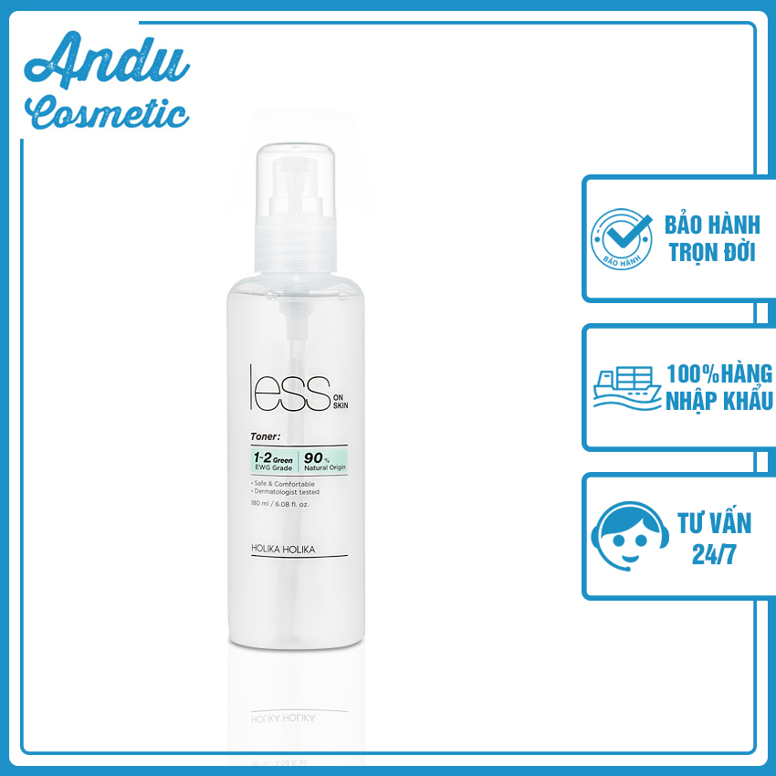[FREESHIP] Nước Hoa Hồng Se Khít Lỗ Chân Lông Holika Holika Less On Skin Toner 180ml Giúp Cân Bằng Độ pH Lí Tưởng, Đảm Nảo An Toàn Cho Làn Da Đầu, Nhạy Cảm, Dễ Kích Ứng AD28 - Andu Comestic