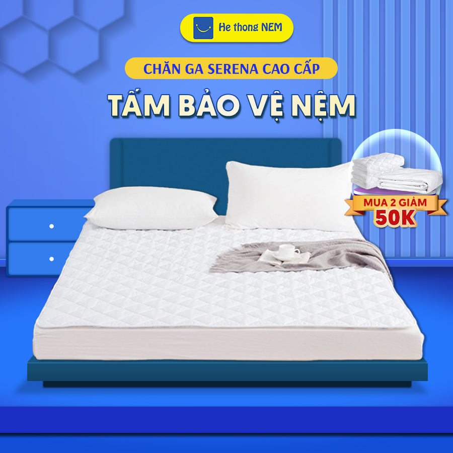Tấm lót chống thấm cho nệm cotton SERENA cao cấp - tấm thảm miếng lót trải bảo vệ đệm nệm niệm giường ngủ nằm mỏng làm mát chống thấm đa năng