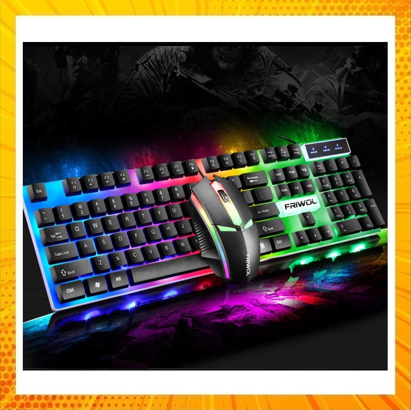 Bộ bàn phím và chuột friwol w10 chuyên game led 7 màu